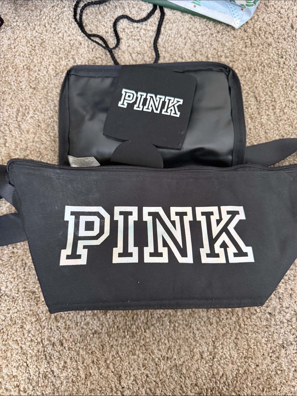 PINK Black Canvas Logo Tote